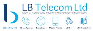 LB telecom banner with phone number and services